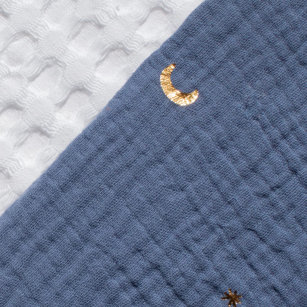 Blue with Gold Stars - White Waffle - Made to Order