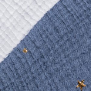 Blue with Gold Stars - White - Muslin - Made to Order